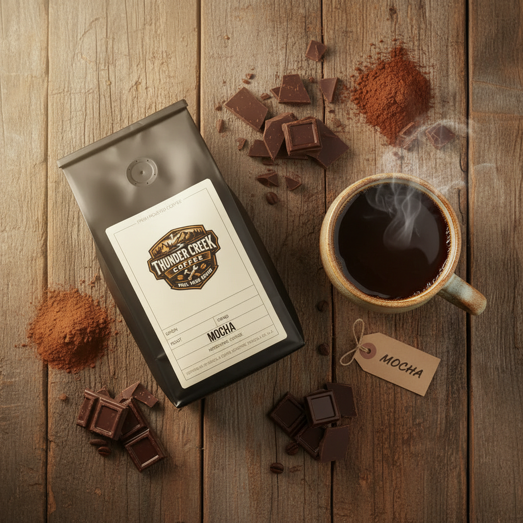 Mocha coffee flat lay